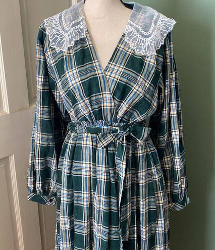 Just Me New plaid belted vintage long sleeves dress, size S