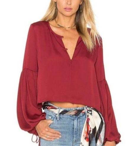 L'Academie L’academie Womens The Airy Blouse in Cabernet Red Revolve Size Small