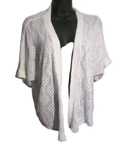 Notations  White Knit Open Short Sleeve Cardigan Size 1x