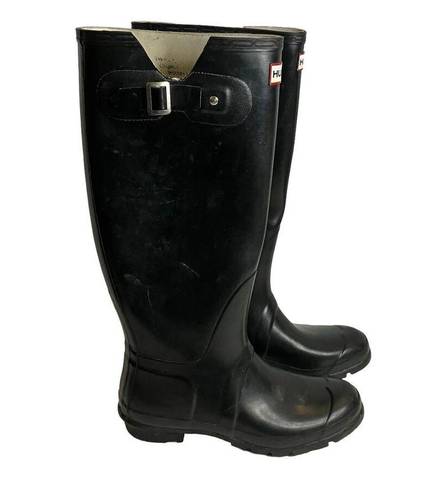 Hunter  Original Women's Glossy Black Tall Rain Boots Size 8