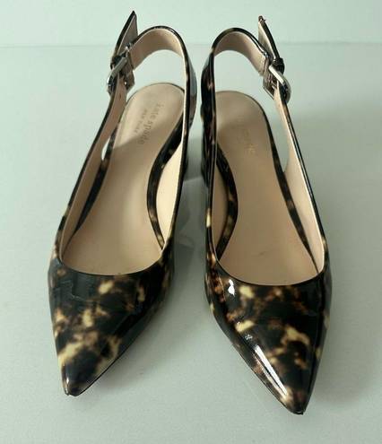 Kate Spade  Mika Tortoise Patent Leather Slingback Low Heel Brown Caramel Size 6