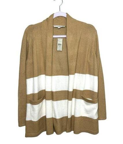 The Loft NWT Color block Beige and White Cardigan Size SP