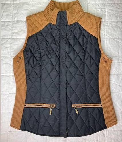 Krass&co Montana  Cognac Brown/Tan & Black Quilted Vest - Small