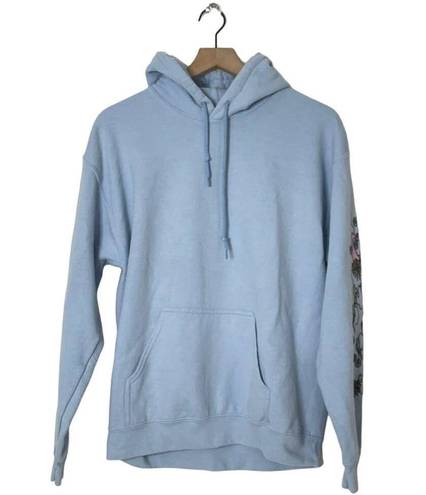 Silence + Noise  Skeleton Flower Hoodie Sweatshirt Light Blue Size Medium