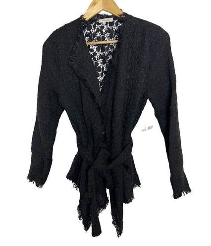 039 NWT Stella + Ginger Lace Boucle Wrap Jacket Black Size Small