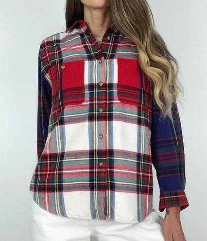 American Vintage Vintage ✨ Colorblock Plaid Button-Front Top