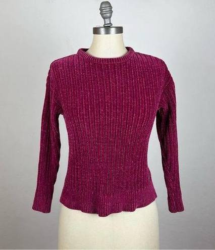 DKNY  Purple Chenille Ribbed Crop Sweater