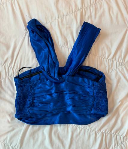 ZARA Blue Shimmery Halter Top