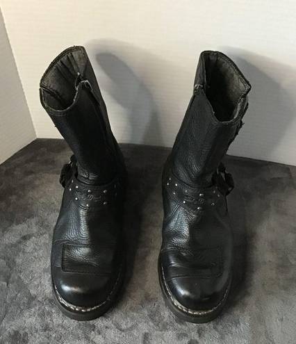 Harley Davidson  Marmora Ladies Black Leather Buckle Biker Boots Size 9.5    EUC