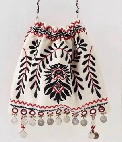 Free People  Emmie Embroidered Crossbody In White Coin Fringe‎