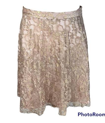 The Moon Heart Star Rose Gold Floral Lace Skirt | Size 2 | Vintage Y2K Elegance