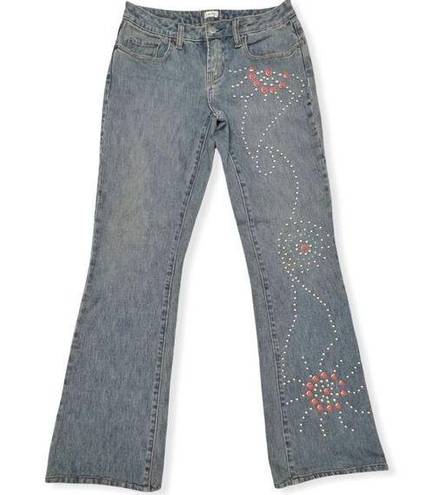 Cache 
Blue Medium Wash Vintage Studded 2 Flare Leg Jeans