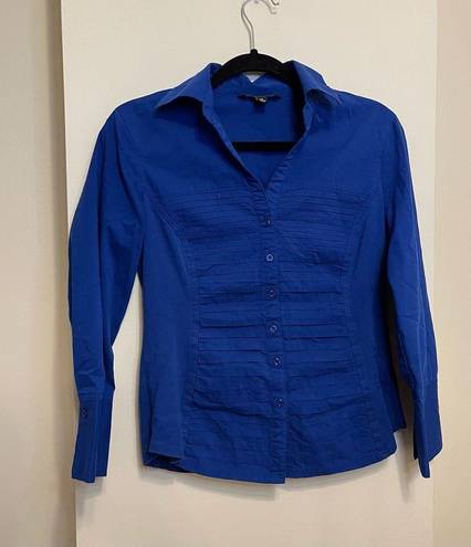 Zac and Rachel  Cobalt Blue Fitted Button Down Blouse Size Medium