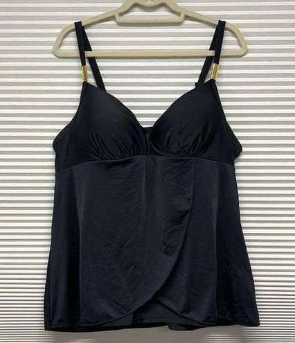 Cacique Swim by  NWT Black Balconette Bra Tankini Top Size 42D