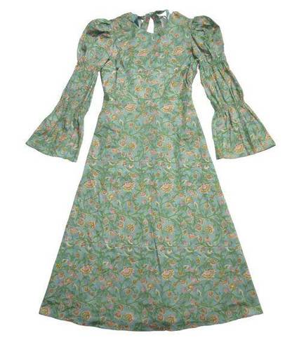 Tuckernuck  NWT Hyacinth House Olga in Green Floral Tie Back Cotton Dress S