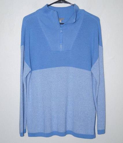 Talbots  Marl Half-Zip Sweater in Blue Iris Pullover Casua Size Large Petite