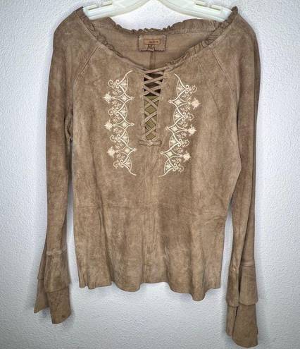 Arden B Vintage  Suede Leather Top