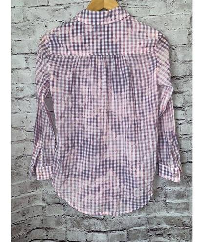Pilcro  Anthropologie Pink Tie Dye Plaid Button Up Long Sleeve Women’s Shirt XXSP