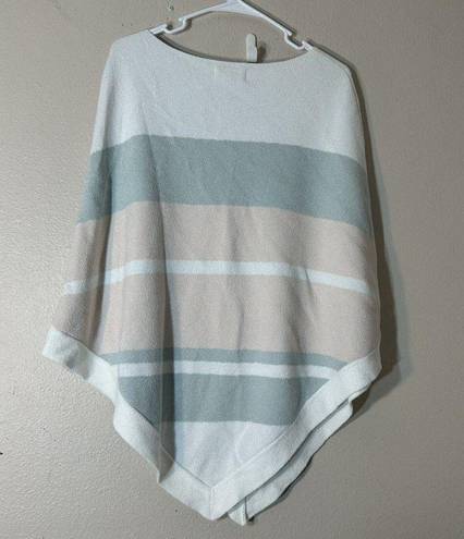 Barefoot Dreams  CozyChic Ultra Lite Striped Soft Fuzzy Poncho One Size Sweater