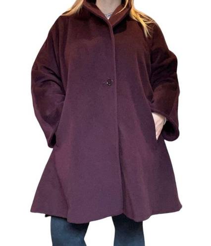 Max Mara  burgundy virgin wool longline peacoat coat size 10