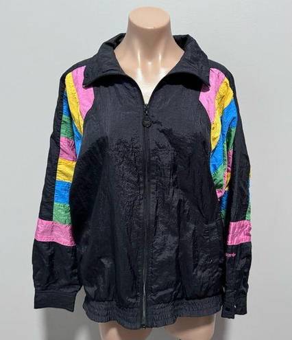 Adidas  Windbreaker Bomber Jacket Colorful Stripe Sleeves Medium Retro 80s 90s