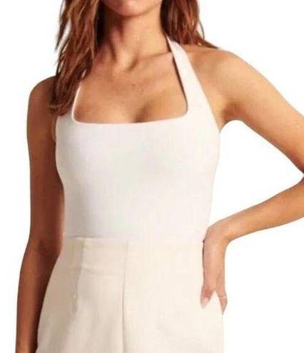 Abercrombie & Fitch Bodysuit AF Soft Collection M White Halter Square Neck NWOT