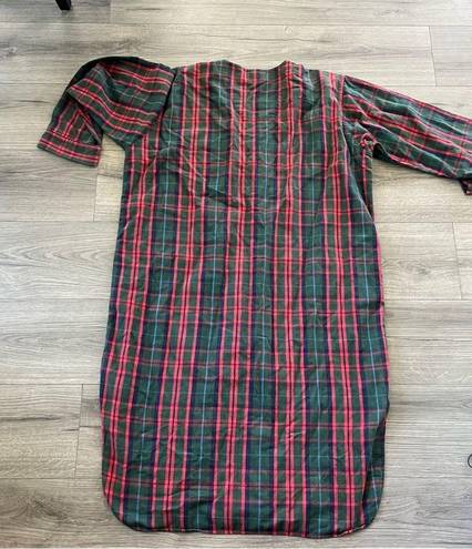 L.L.Bean Vintage  Womens Sleep Shirt Collared Plaid Red Green Size XL