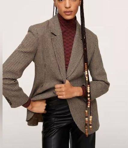 Mango  MNG Pleat Detail Blazer Houndstooth