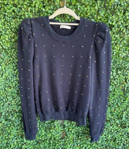 ALC Frank A.L.C. Navy Blue Azalia Studded Puff Sleeve Sweatshirt Size XS