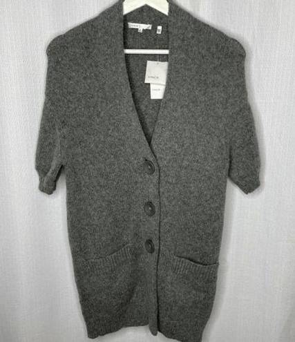 Vince  Gray Varsity Short Sleeve Alpaca Wool‎ Cardigan