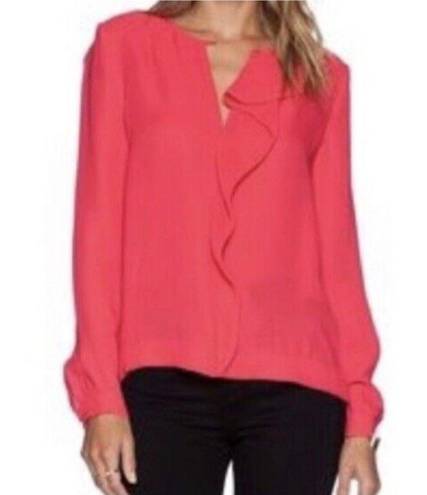 Kate Spade  Edison Ruffle Blouse Womens Size 14 Pink Long Sleeve Top Career Party