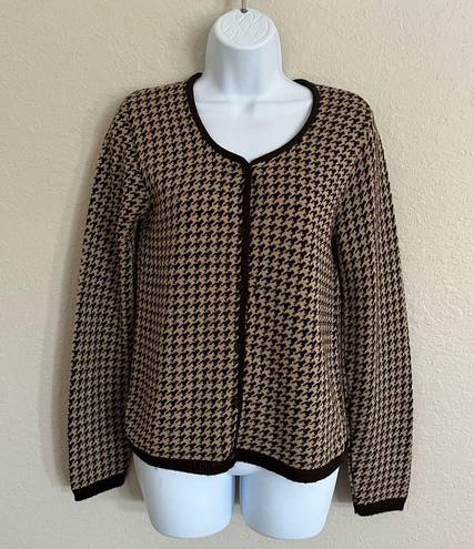 Herman Geist  Houndstooth Button Front Cardigan Sweater Long Sleeve Women’s Small