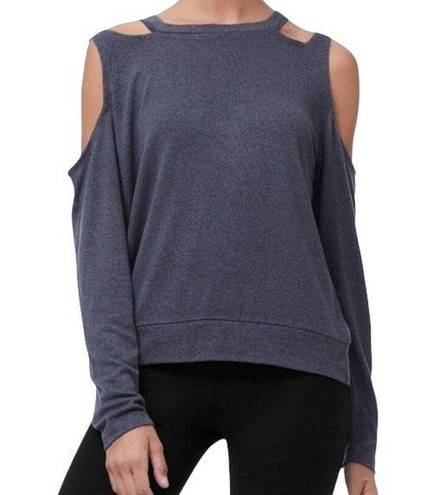 Good American  The Cold Shoulder Sweater Charcoal Gray Scoop Neck Sz 1 Small NWT