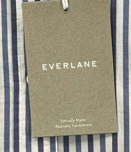 Everlane  Womens The Woven PJ Top Size S Blue White Striped Long Sleeve Boxy Fit