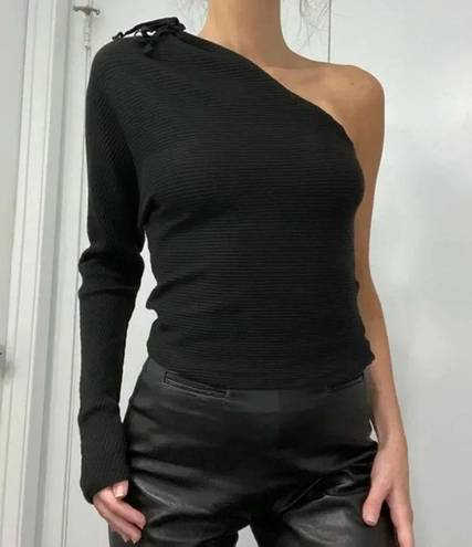 The Range / FWRD Alloy Rib One Shoulder Top in Black Size M Retail $145