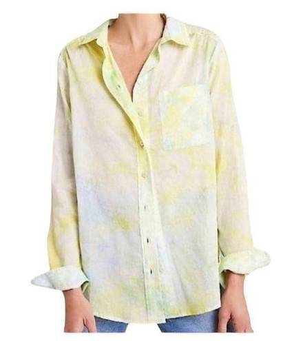 Pilcro  womens XL Anthropologie tye dye button up shirt casual cute long sleeve