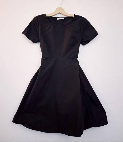 Oak + Fort  Black Short Sleeve Dress Open Back Cotton