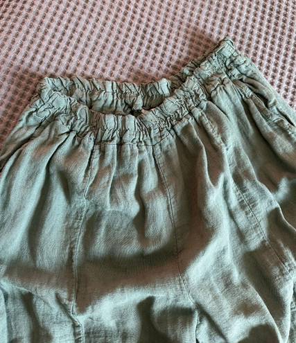 Wide Leg Linen Pants Green Size M