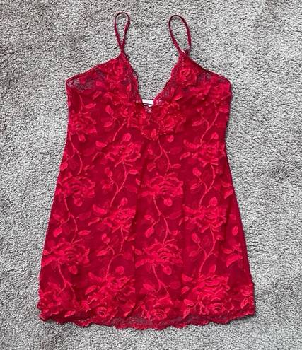 Victoria's Secret Victoria’s Secret Red Floral Lace Lingerie Slip Dress