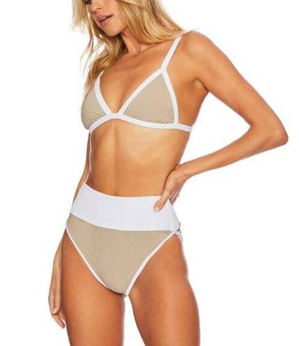 Beach Riot  Bikini Size XS Pamela Bikini Top & Emmy Bottoms Taupe & White