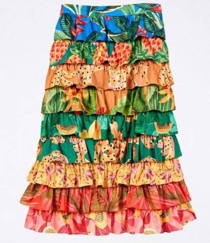 Farm Rio NWT  Mixed Prints Multi-Layered Midi Skirt