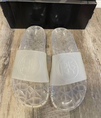 DKNY Women's  Tami Frosted PVC Clear Sandals Size 9