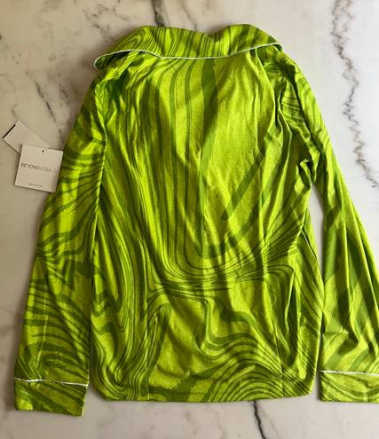 Beyond Yoga Printed Wind Down Pajama Long Sleeve Matcha Green Swirl Lime Green