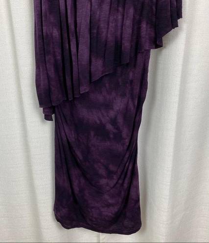 Young Fabulous and Broke  YFB Purple Watercolor One Shoulder Ruched Mini Dress Sz.M