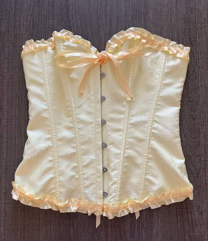 YELLOW LACE UP CORSET Size M