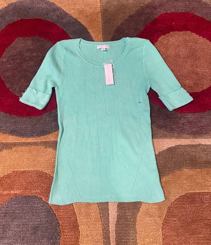 New York & Co. NWT Aqua Green Ribbed Short Sleeve Sweater Size Medium