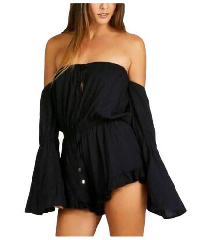 Radio Fiji  Off-Shoulder Bell Sleeve Romper Swimsuit Cover-Up Size Large