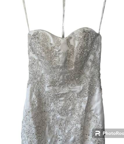 Oleg Cassini  Satin Lace Strapless Wedding Dress Size 4