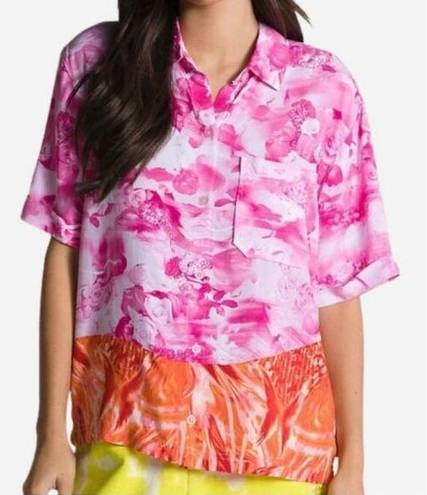 Vans  X Collina Strada Short Sleeve Button Up Shirt Womens Size M Tropical Top