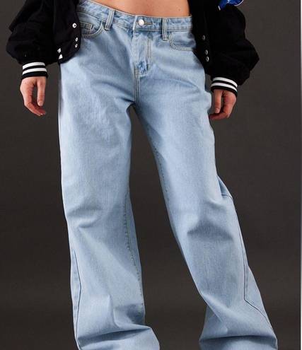 Oversized Baggy Trendy Light Blue Wash Low Rise Wide Leg Jeans PLT Size 8